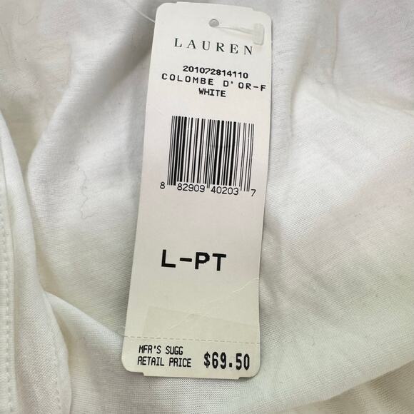 NWT Lauren Ralph Lauren Ruffled White Faux Wrap Tank Top V-Neck Casual Size PL - Picture 5 of 6